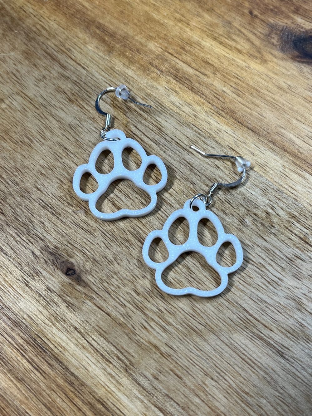 White Paw Print Earrings - Pet Lover Jewelry